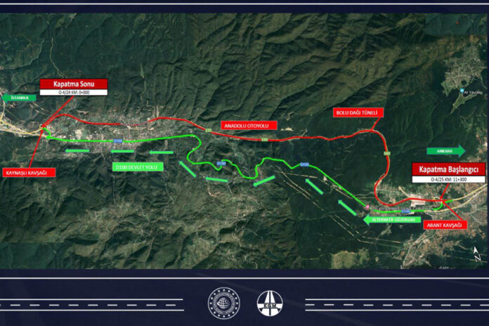 Bolu Dağı geçişinin İstanbul istikameti geçici süreliğine trafiğe kapatılıyor