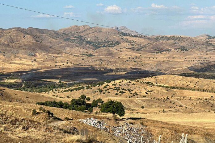 Diyarbakır-Elazığ sınırında çıkan tarla yangını güçlükle söndürüldü